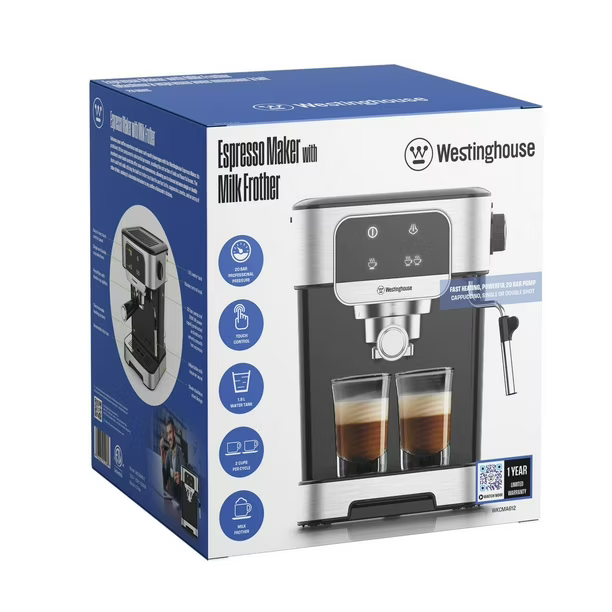Westinghouse Espresso Maker with Milk Frother WKCMA612 Westinghouse Espresso Maker with Milk Frother WKCMA612